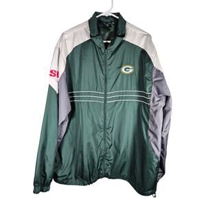 Green Bay Packers SI NFL Reebok Team Apparel‎ Mens Green XL Windbreaker Jacket